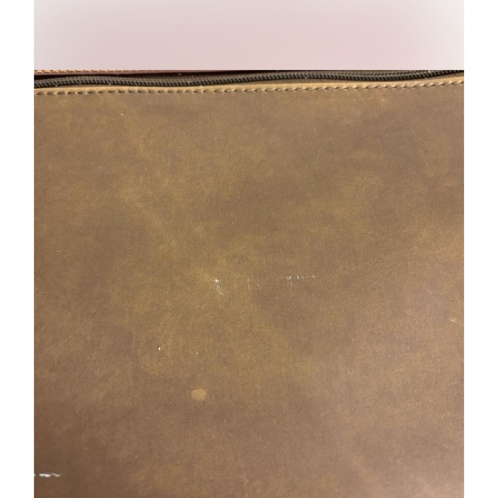 Perry Ellis Vtg Brown Color Block Briefcase w/Strap & Structured Design (1990s) - Picture 4 of 8